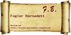 Fogler Bernadett névjegykártya